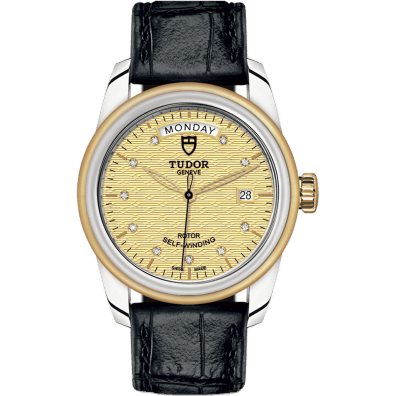 Tudor Glamour Day + Date Stainless Steel / Yellow Gold / Jacquard Champagne-Diamond / Strap 56003-0029