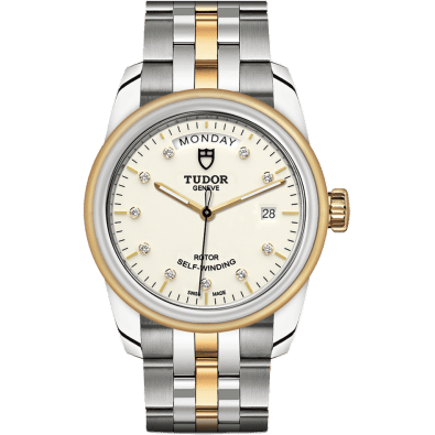 Tudor Glamour Day + Date Stainless Steel / Yellow Gold / Opaline-Diamond / Bracelet 56003-0113