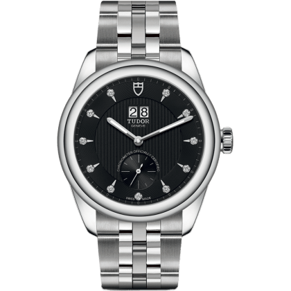 Tudor Glamour Double Date Stainless Steel / Black-Diamond / Bracelet 57100-0004