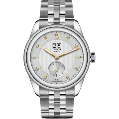 Tudor Glamour Double Date Stainless Steel / Silver-Diamond / Bracelet 57100-0005