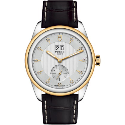 Tudor Glamour Double Date Stainless Steel / Yellow Gold / Silver-Diamond / Strap 57103-0023