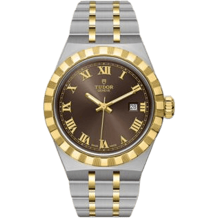 Royal Date 28 Stainless Steel / Yellow Gold / Chocolate - Roman
