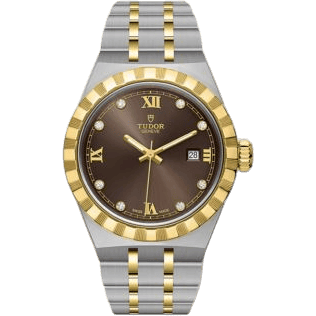 Royal Date 28 Stainless Steel / Yellow Gold / Chocolate - Diamond