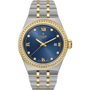 Royal Date 28 Stainless Steel - Yellow Gold - Diamond / Blue