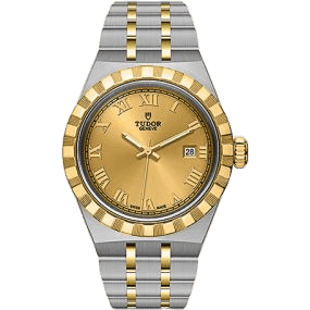 Royal Date 28 Stainless Steel / Yellow Gold / Champagne - Roman