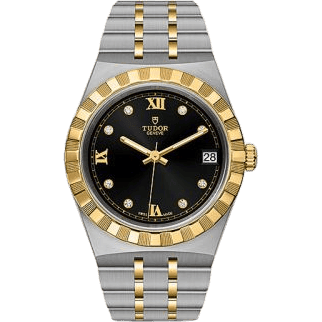 Royal Date 34 Stainless Steel / Yellow Gold / Black - Diamond