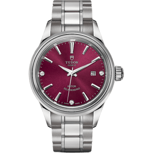 Style 28 Stainless Steel / Burgundy-Diamond / Bracelet