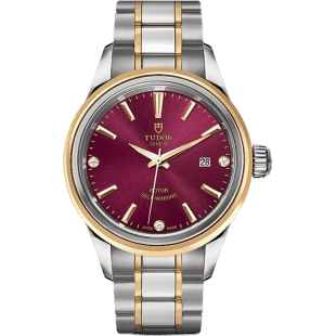 Style 28 Stainless Steel / Yellow Gold / Burgundy-Diamond / Bracelet