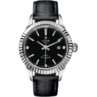 Style 28 Stainless Steel / Fluted / Black-Diamond / Strap