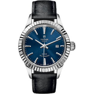 Style 28 Stainless Steel / Fluted / Blue / Strap
