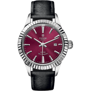 Style 28 Stainless Steel / Fluted / Burgundy / Strap