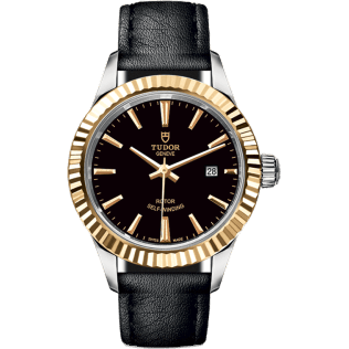 Style 28 Stainless Steel / Yellow Gold / Fluted / Black / Strap