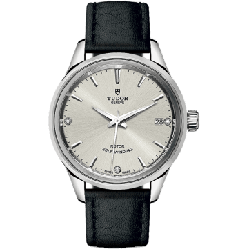 Tudor Style 34 Stainless Steel / Silver-Diamond / Strap 12300-0007