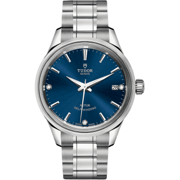 Tudor Style 34 Stainless Steel / Blue-Diamond / Bracelet 12300-0012