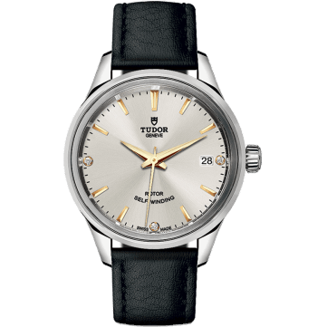 Tudor Style 34 Stainless Steel / Silver-Diamond / Strap 12300-0020