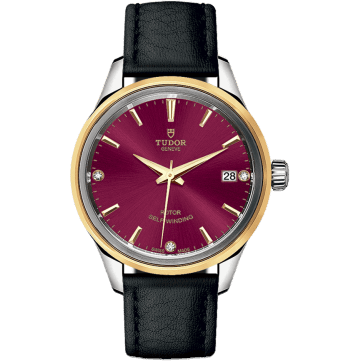 Style 34 Stainless Steel / Yellow Gold / Burgundy-Diamond / Strap