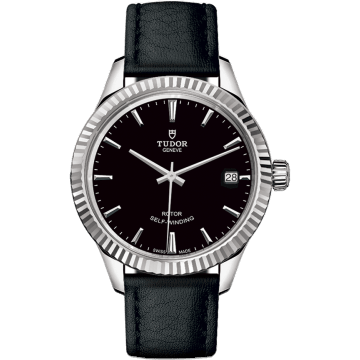 Style 34 Stainless Steel / Fluted / Black / Strap