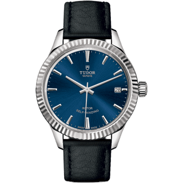 Style 34 Stainless Steel / Fluted / Blue / Strap