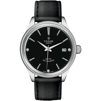 Tudor Style 38 Stainless Steel / Black-Diamond / Strap 12500-0008