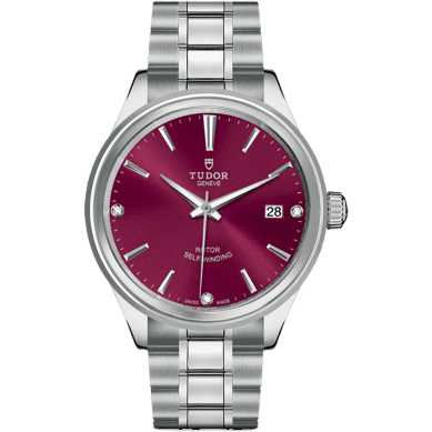 Style 38 Stainless Steel / Burgundy-Diamond / Bracelet