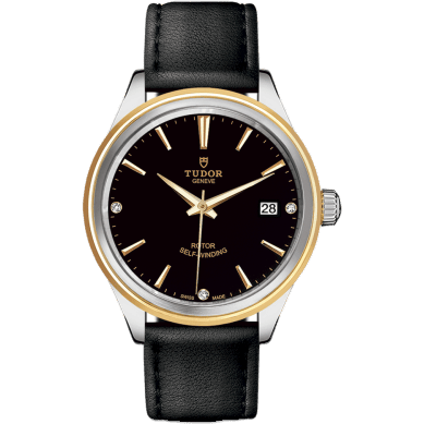 Style 38 Stainless Steel / Yellow Gold / Black-Diamond / Strap