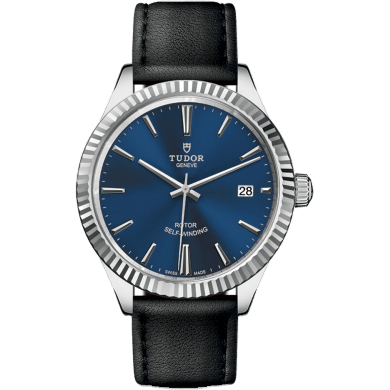 Tudor Style 38 Stainless Steel / Fluted / Blue / Strap 12510-0027