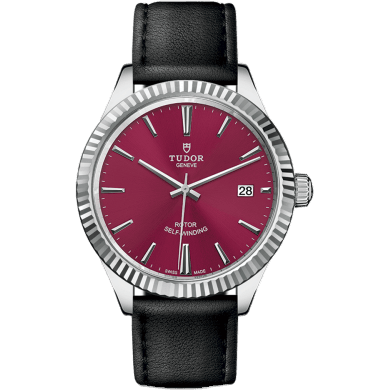 Style 38 Stainless Steel / Fluted / Burgundy / Strap