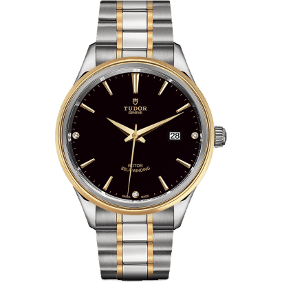 Tudor Style 41 Stainless Steel / Yellow Gold / Black-Diamond / Bracelet 12703-0006