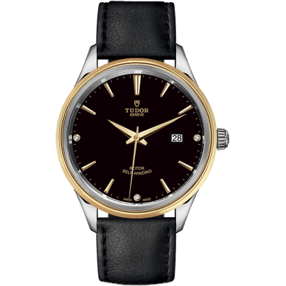 Tudor Style 41 Stainless Steel / Yellow Gold / Black-Diamond / Strap 12703-0012