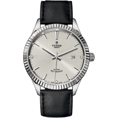 Style 41 Stainless Steel / Fluted / Silver-Diamond / Strap