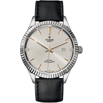 Style 41 Stainless Steel / Fluted / Silver-Diamond / Strap