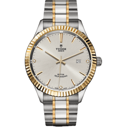 Tudor Style 41 Stainless Steel / Yellow Gold / Fluted / Silver-Diamond / Bracelet 12713-0009