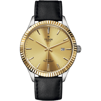 Tudor Style 41 Stainless Steel / Yellow Gold / Fluted / Champagne / Strap 12713-0017