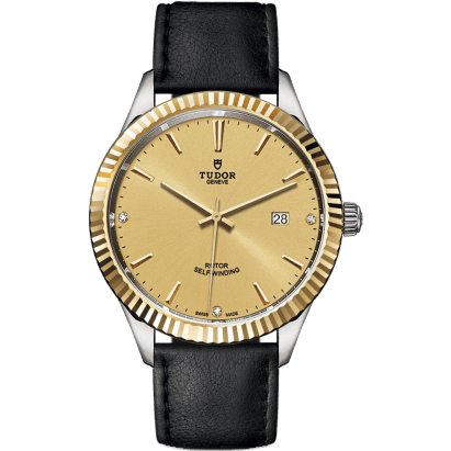 Style 41 Stainless Steel / Yellow Gold / Fluted / Champagne-Diamond / Strap