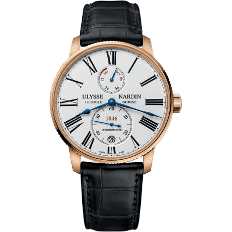 Ulysse Nardin Marine Torpilleur Rose Gold / White / Alligator 1182-310/40