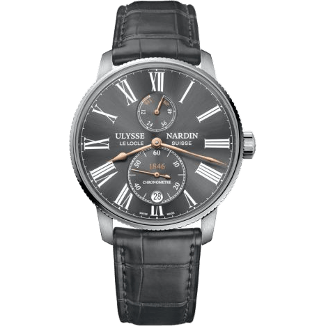 Ulysse Nardin Marine Torpilleur Stainless Steel / Grey / Alligator 1183-310/42-BQ