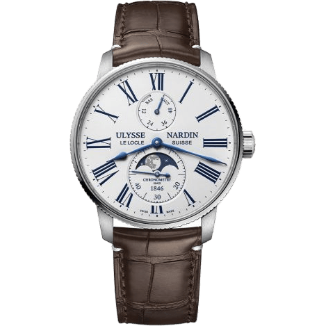 Ulysse Nardin Marine Torpilleur Moonphase Stainless Steel / White / Alligator 1193-310LE-0A-175/1B