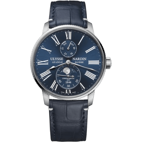 Ulysse Nardin Marine Torpilleur Moonphase Stainless Steel / Blue / Alligator 1193-310LE-3A-175/1A