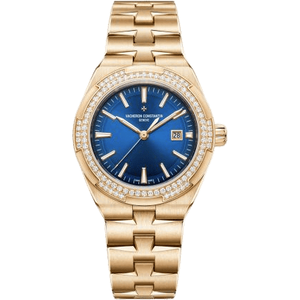 Overseas Automatic 35 Pink Gold - Diamond / Blue / Bracelet