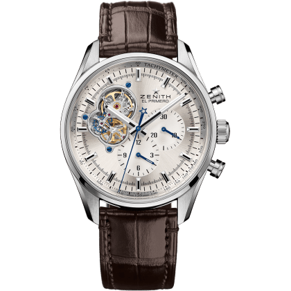 Zenith El Primero Chronomaster Open Stainless Steel / Silver / Alligator 03.2040.4061/01.C494
