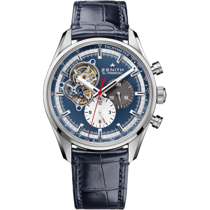 Zenith El Primero Chronomaster Open Stainless Steel / Blue 1969 / Alligator 03.2040.4061/52.C700