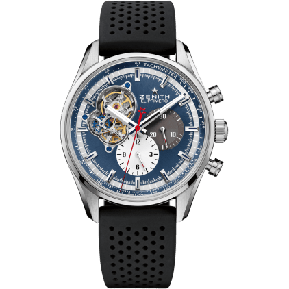Zenith El Primero Chronomaster Open Stainless Steel / Blue 1969 / Rubber 03.2040.4061/52.R576