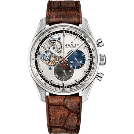 Zenith El Primero Chronomaster Open Stainless Steel / Silver 1969 / Alligator 03.2040.4061/69.C777