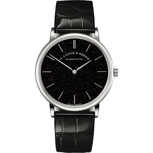 Saxonia Thin White Gold / Black Aventurine