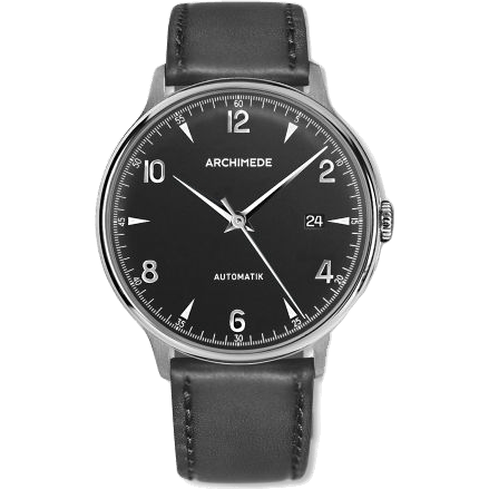 1950-2 Stainless Steel / Silver / Black Leather