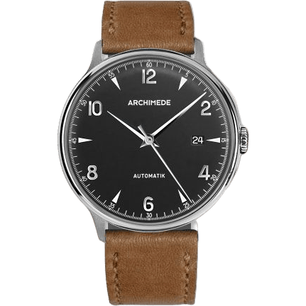 1950-2 Stainless Steel / Black / Brown Leather