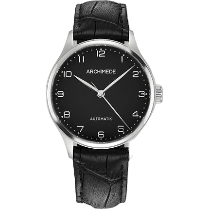 Klassik 36 Stainless Steel / Black / Black Leather