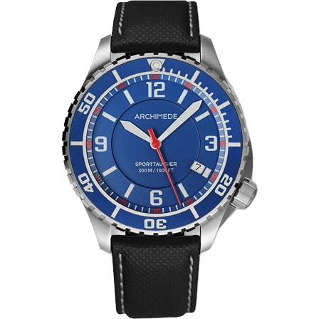 SportTaucher Stainless Steel / Blue / Black Leather