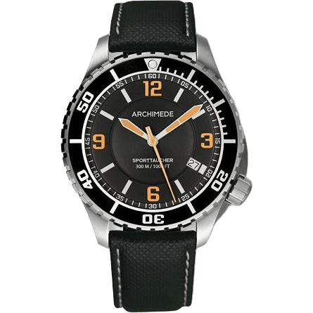 SportTaucher Stainless Steel / Black / Black Leather