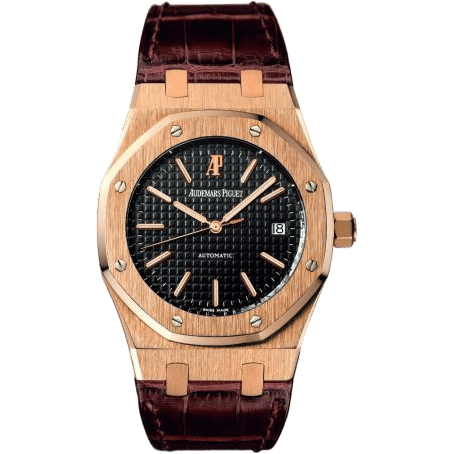 Royal Oak 15300 Date Pink Gold / Black / Strap